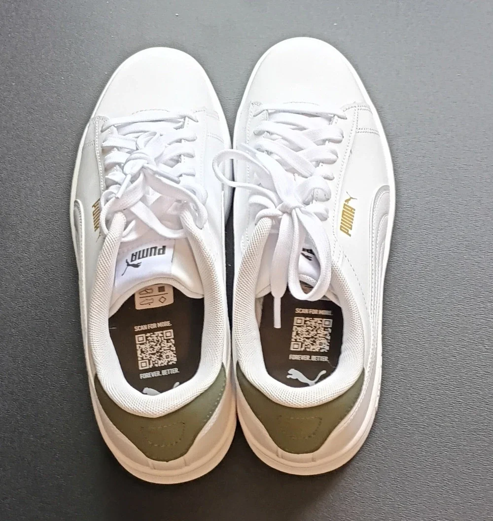 PUMA Men’s White/Green/Gold Low Top Lace-Up Athletic Sneakers New No Box